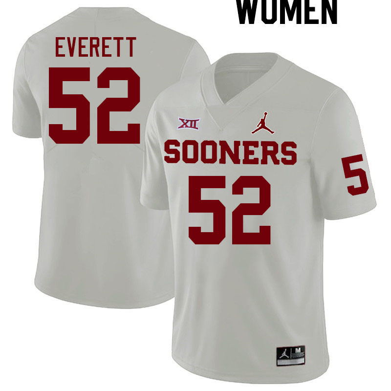 Women #52 Troy Everett Oklahoma Sooners College Football Jerseys Stitched Sale-White